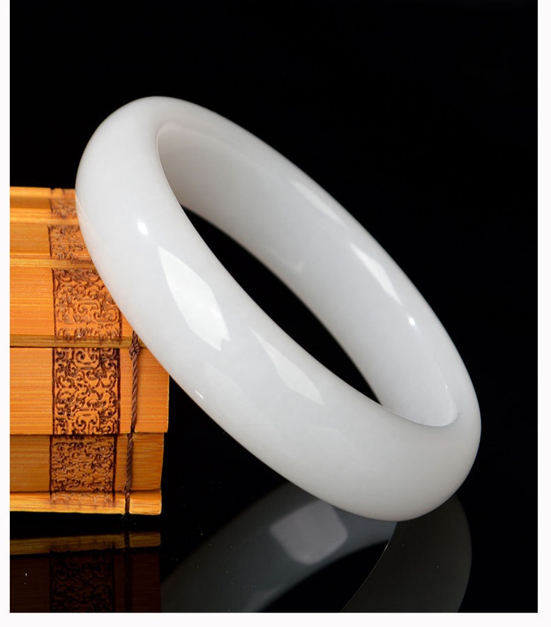 【新疆戈壁白玉】高冰透金絲玉手鐲 新款油潤細膩