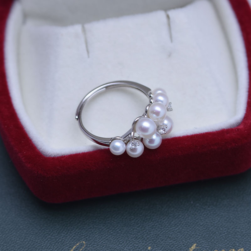 4-5mm正圓強光幾乎無瑕淡水珍珠S925銀多珠戒指 4 5mm正圓強光幾乎無瑕淡水珍珠s925銀多珠戒指