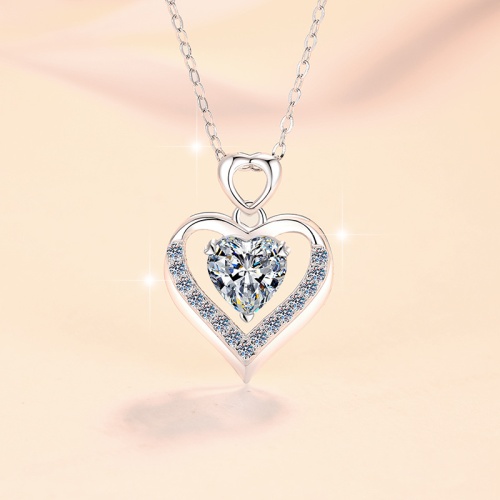 PickyEgg首頁 925銀飾一心愛你心形莫桑石項鏈(d色莫桑石)1克拉