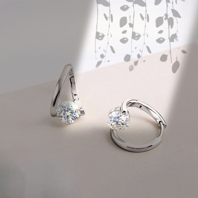 925銀飾小行星莫桑石耳環(D色莫桑石)50分 925銀飾小行星莫桑石耳環