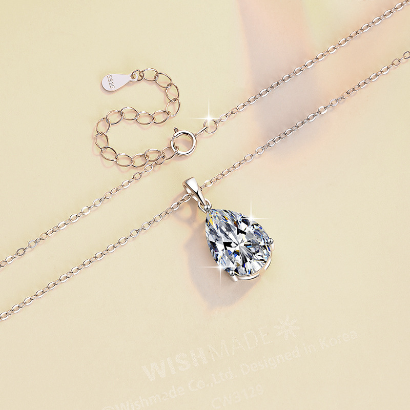 925銀飾海藍之心6克拉水滴形莫桑石項鏈(d色莫桑石) 925銀飾海藍之心6克拉水滴形莫桑石項鏈(d色莫桑石)