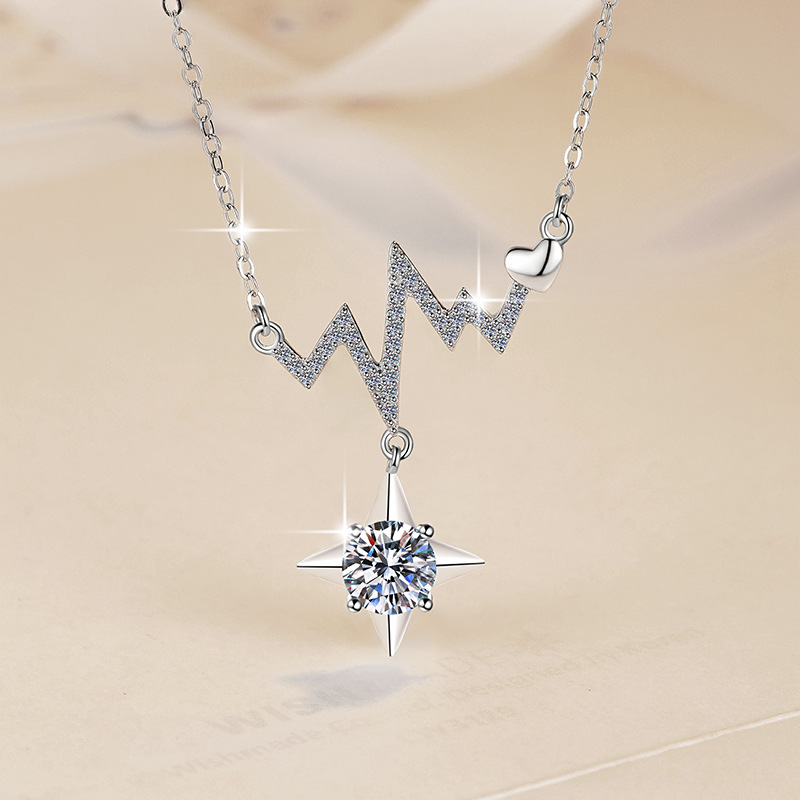 925銀飾鉑金星星閃電莫桑石項鏈 925銀飾鉑金星星閃電莫桑石項鏈