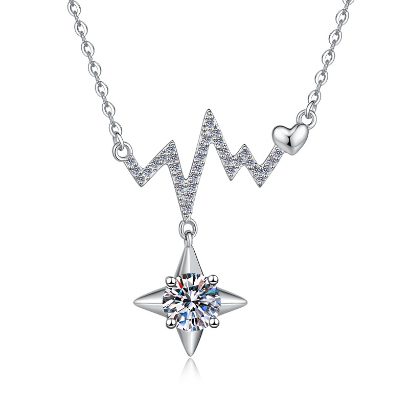 925銀飾鉑金星星閃電莫桑石項鏈 925銀飾鉑金星星閃電莫桑石項鏈