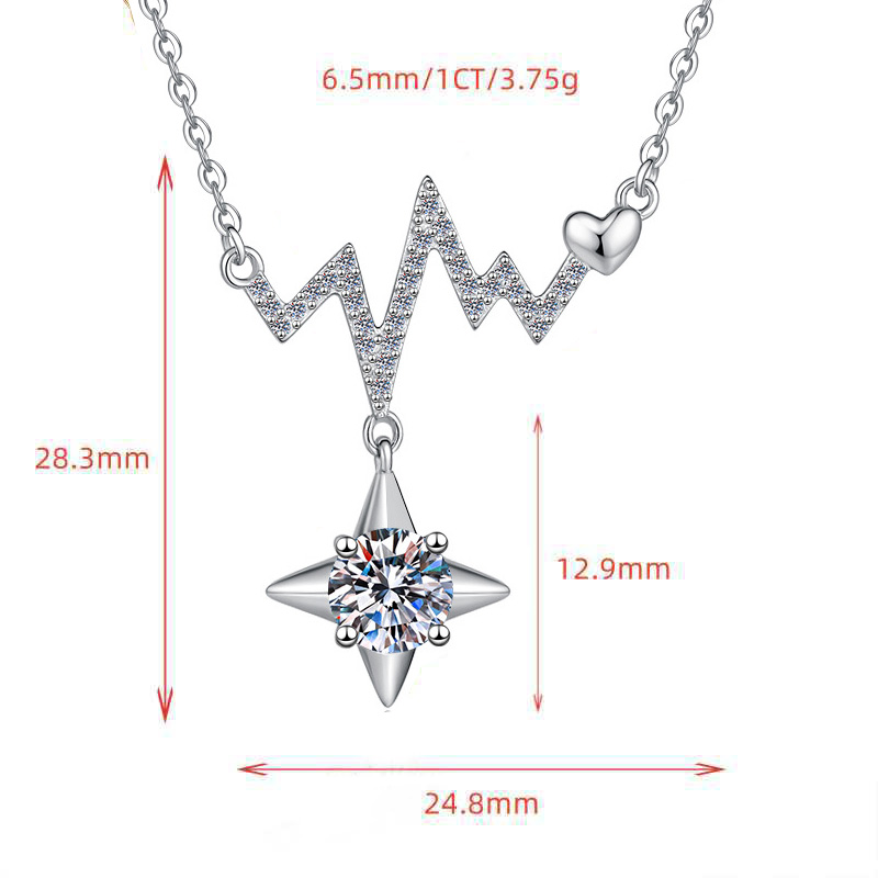 925銀飾鉑金星星閃電莫桑石項鏈