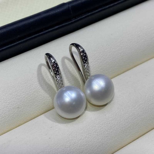 s925純銀 10 11mm天然淡水珍珠高跟鞋耳鉤