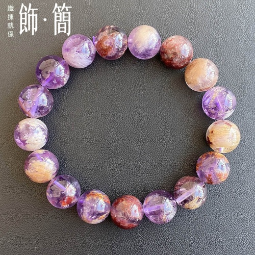 天然紫幽靈鈦水晶手鏈 智慧愛情事業 約10mm|約11mm|約13mm|約15mm