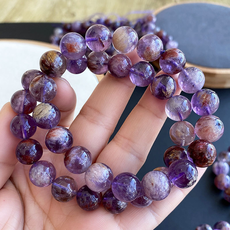 天然紫幽靈鈦水晶手鏈 智慧愛情事業 約10mm|約11mm|約13mm|約15mm 天然紫幽靈鈦水晶手鏈 智慧愛情事業 約10mm|約11mm|約13mm|約15mm