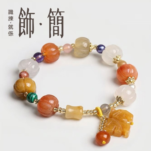 天然金絲黃龍玉貔貅南瓜手鏈 3款可選