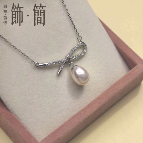 PickyEgg首頁 s925蝴蝶結設計諸暨天然淡水8mm珍珠項鏈45cm長
