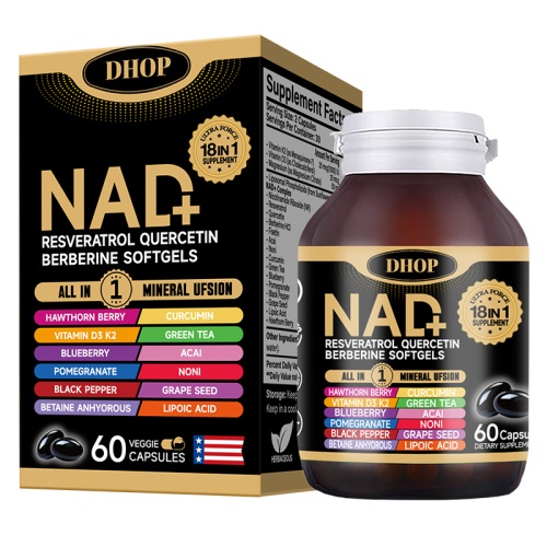 dhop nad+白藜蘆醇槲皮素小檗鹼複方軟膠囊60粒/瓶x2瓶