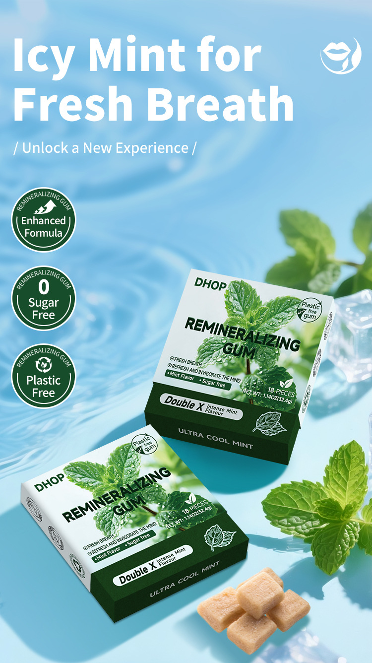 dhop有機成分無糖配方薄荷風味口香糖18粒/盒x2盒