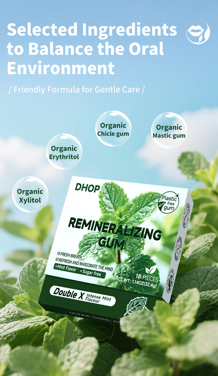 dhop有機成分無糖配方薄荷風味口香糖18粒/盒x2盒