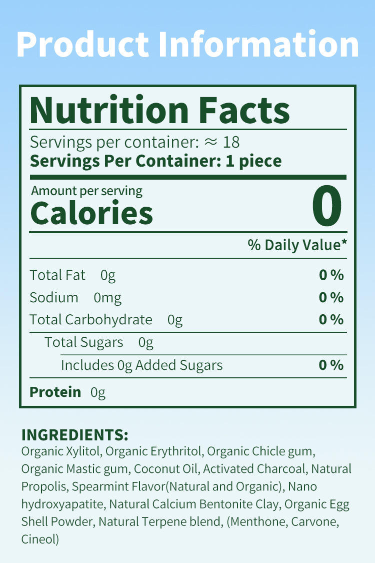dhop有機成分無糖配方薄荷風味口香糖18粒/盒x2盒