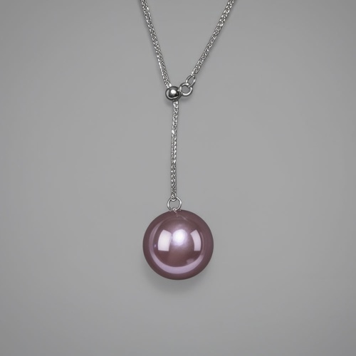 12 13mm 紫色淡水諸暨珍珠正圓吊墜項鏈