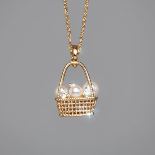 4 5mm淡水諸暨珍珠小花籃微鑲鋯石s925銀鎖骨鏈