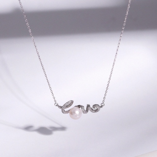 love字母天然淡水珍珠s925銀鎖骨鍊