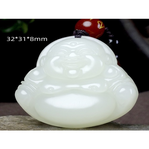 【新疆和田玉】天然白玉 精雕彌勒笑佛吊墜 開臉喜慶 附證書禮盒