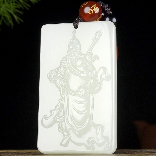 新疆和田玉關公牌 | 武財神義薄雲天玉掛件 精雕吊墜