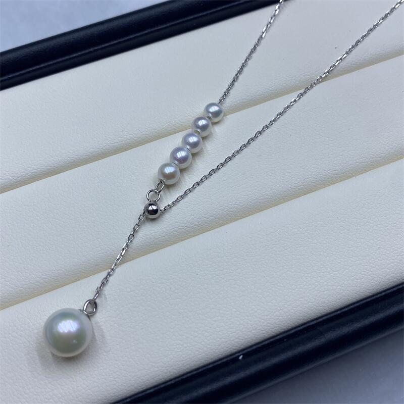 人魚公主y字鏈淡水珍珠s925銀鎖骨項鍊