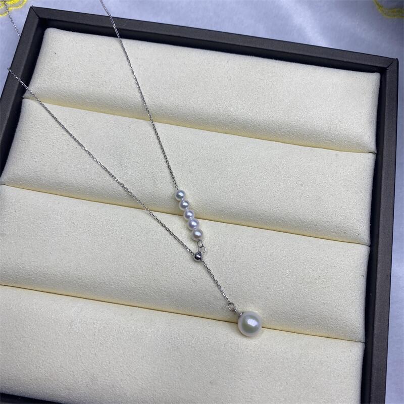 人魚公主y字鏈淡水珍珠s925銀鎖骨項鍊