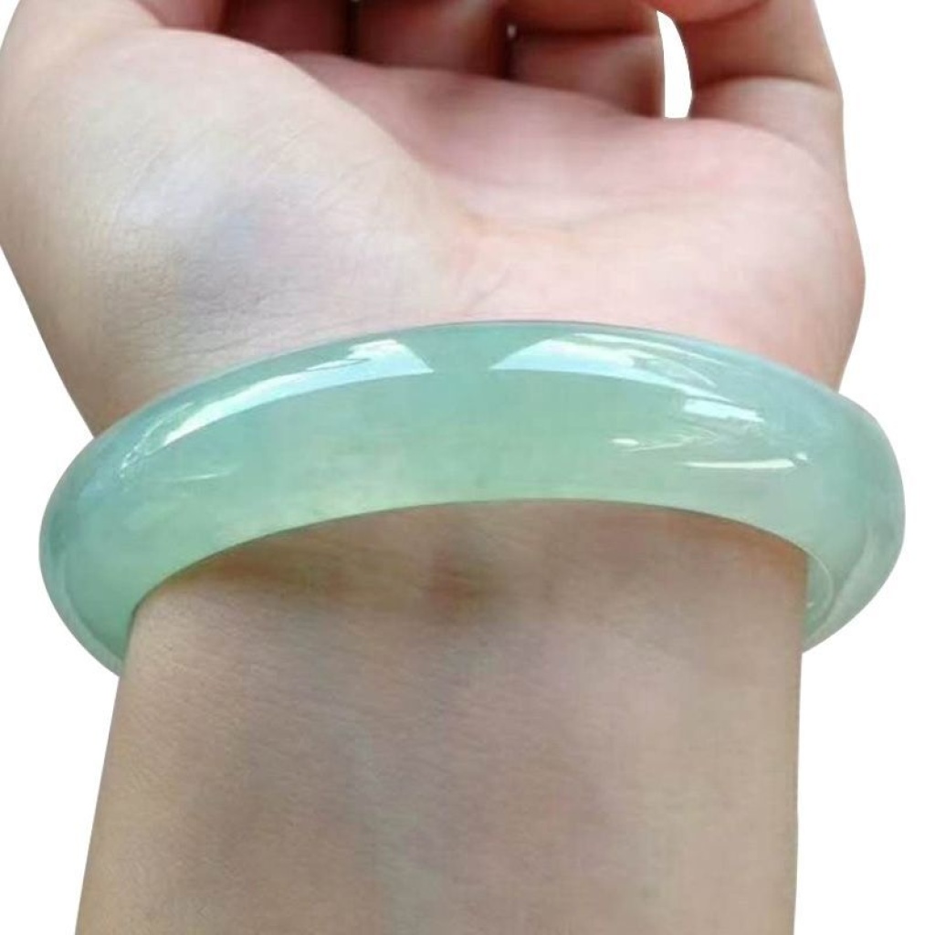 清雅淺綠 · 緬甸老坑冰種起瑩 · 天然a貨平安鐲 證書齊全