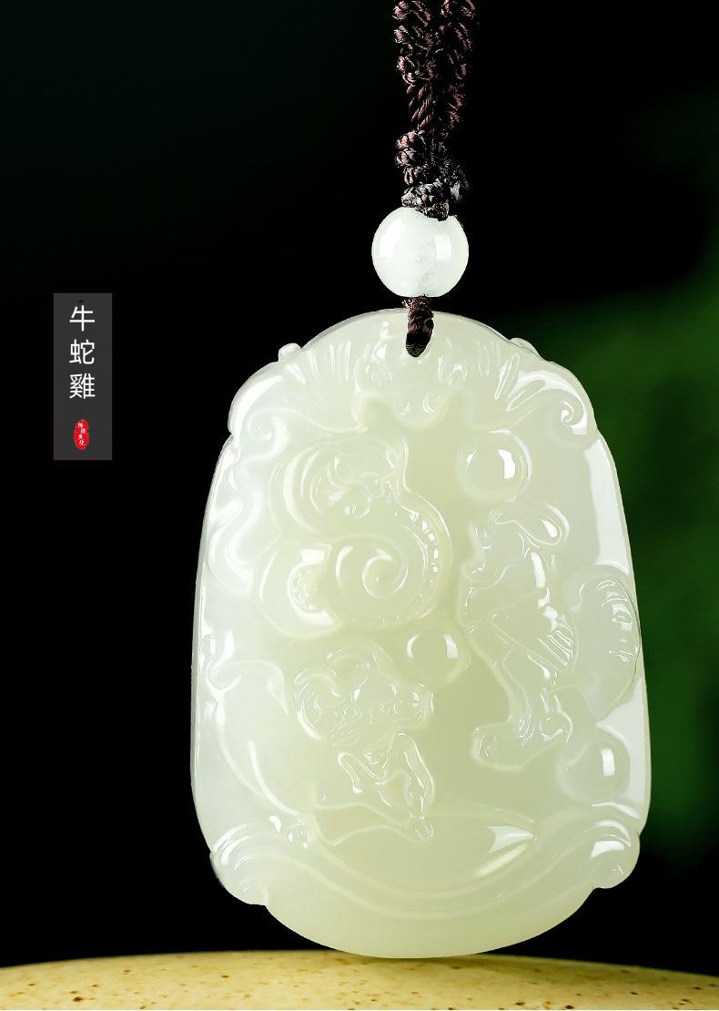天然和田玉十二生肖三合貴人吊墜 男女款
