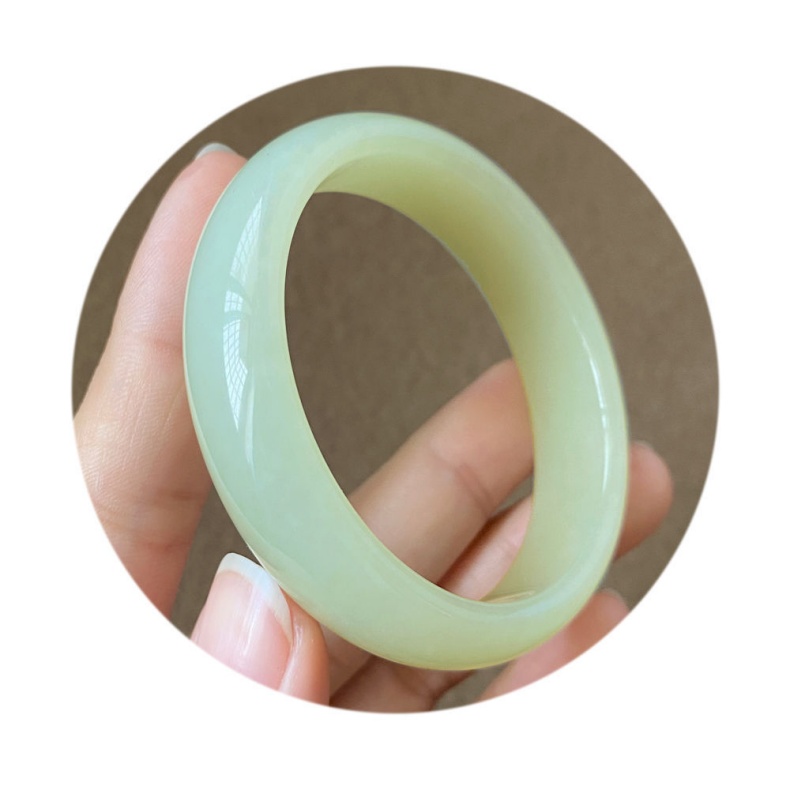 新疆和田玉 晴水手鐲 冰底晴綠 女款正圈玉鐲 附權威鑑定證書