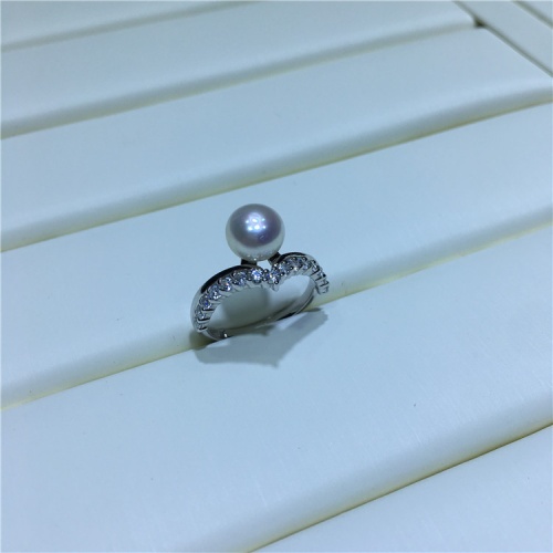 無瑕強光 天然淡水珍珠S925純銀戒指 7.5-8mm