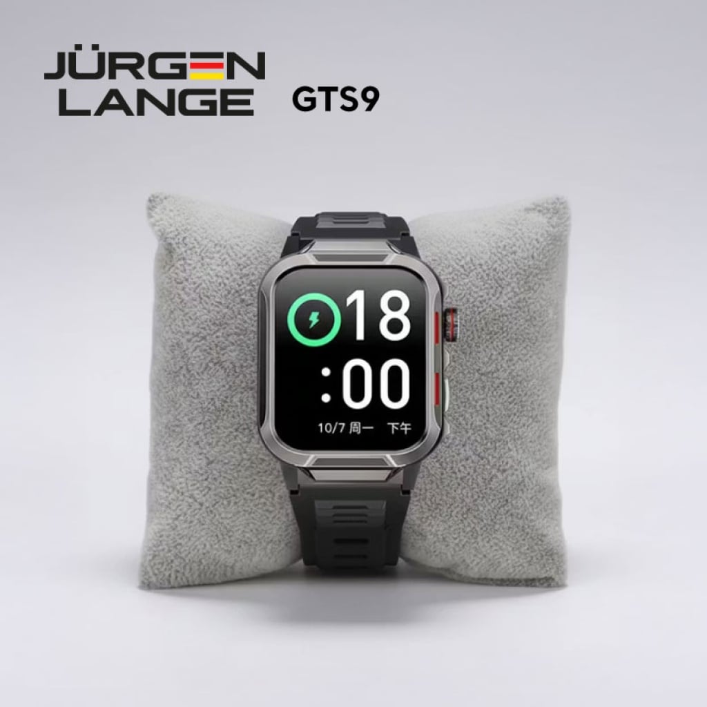JURGEN LANGE GTS9 專業級 IP68 防水運動智能手錶 - 1.39吋高清方屏，支援繁體中文及藍牙通話 (黑/碳灰)