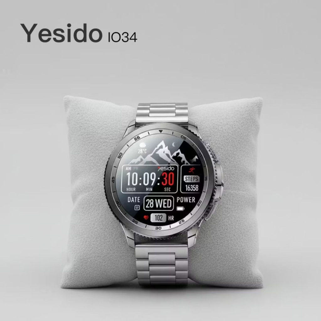 Yesido IO34 金屬商務智能通話手錶｜1.43吋 AMOLED 高清大螢幕 實體旋轉編碼器 3ATM防水