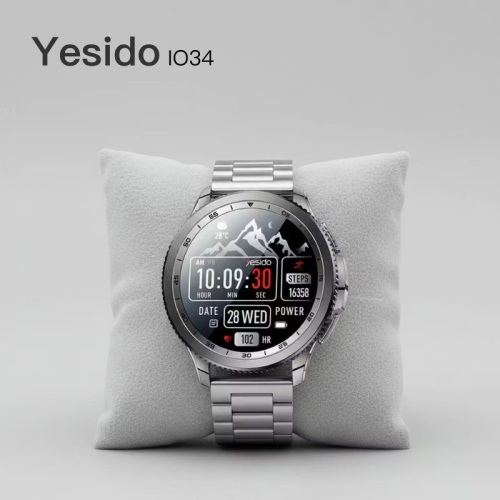 Yesido IO34 金屬商務智能通話手錶｜1.43吋 AMOLED 高清大螢幕 實體旋轉編碼器 3ATM防水