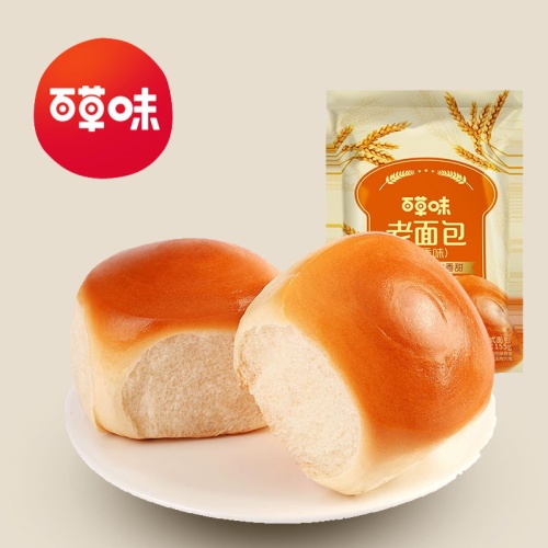 百草味 奶香味甜餐包6個裝155g 3包起 – 奶香濃郁 鬆軟手撕 懷舊早餐首選