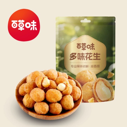 百草味 多味花生 100g 5包起 – 鹹香酥軟 薄衣裹粉 經典下酒零食