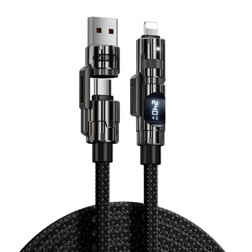 順旺順 4合1數顯快充線 240W 1.5米 黑色/白色可以揀 一條裝 實時數字顯示