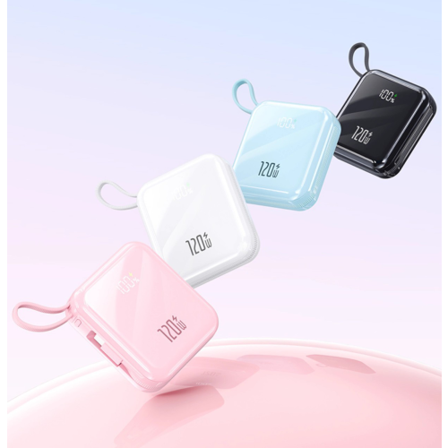 自帶雙線120W快充移動電源 10000/20000毫安時 白色/粉紅色/藍色/黑色 一個裝