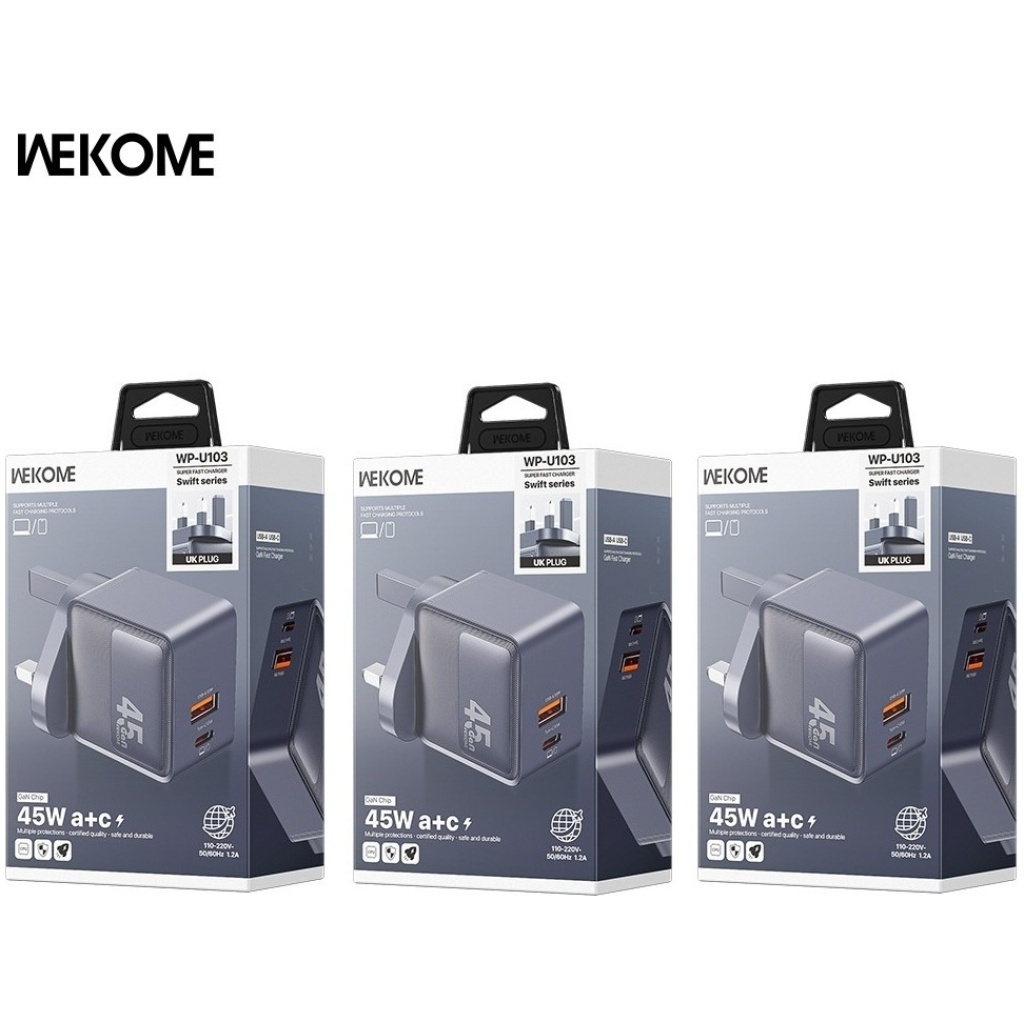 WEKOME 閃速45W GaN充電器 A+C雙口快充