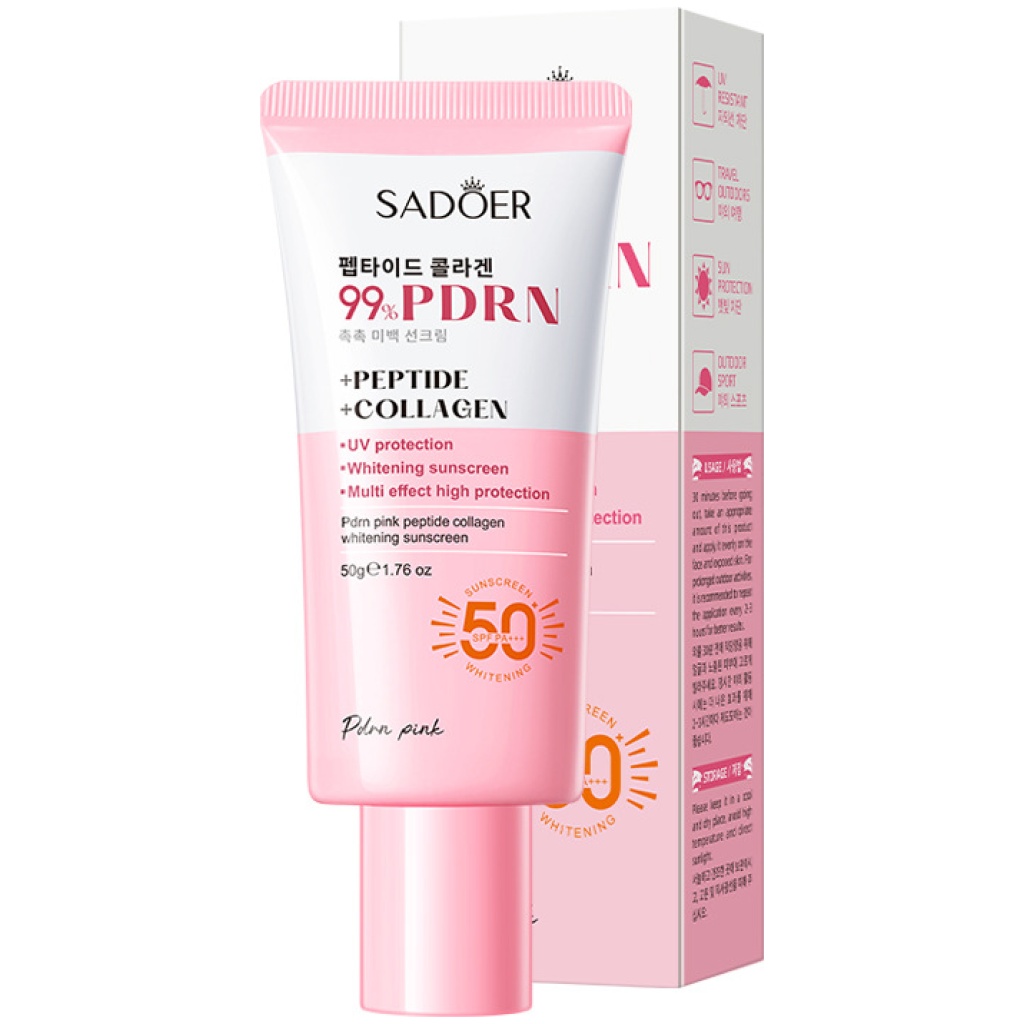 SADOER PDRN粉肽膠原美白防曬霜 50克/支 4支裝 SPF50+ PA+++ 淡斑提亮