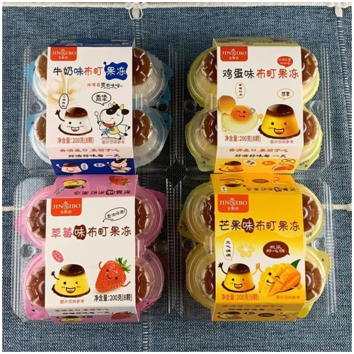 JINSIBO 布甸果凍 200克/盒(8粒)有牛奶/芒果/雞蛋/士多啤梨味