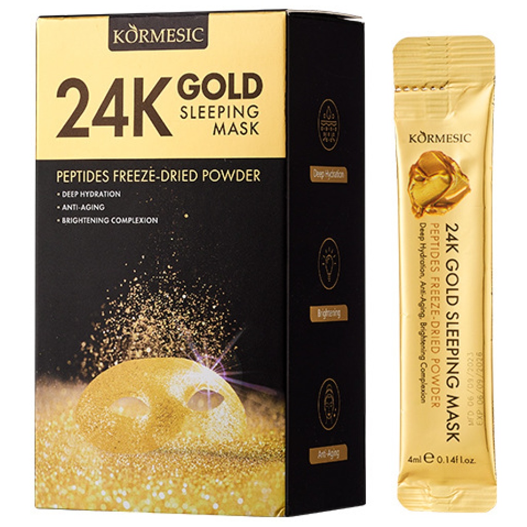 KORMESIC 24K金睡眠面膜 每條4毫升 每盒20條 3盒裝 肽凍乾粉 深層保濕抗皺