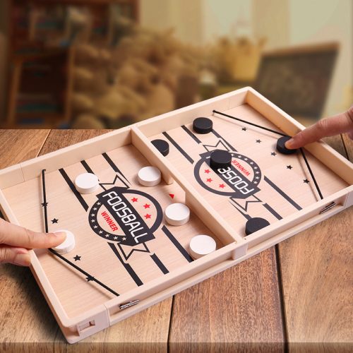 木質彈棋遊戲 雙人對戰親子互動棋|便攜折疊設計