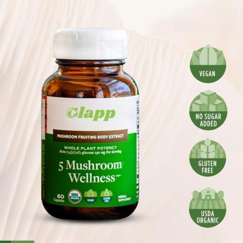 Clapp 5 Mushroom Wellness 蘑菇補充劑膠囊 60粒｜有機認證五菇配方