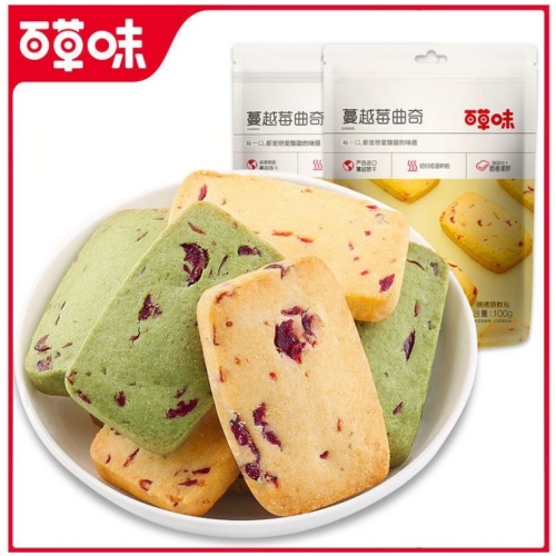 百草味 蔓越莓曲奇餅乾 100g x3包 原味/抹茶口味可選