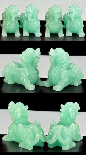 藍冰玉貔貅擺件 一對|清透溫潤 手工精雕 招財守財家居裝飾