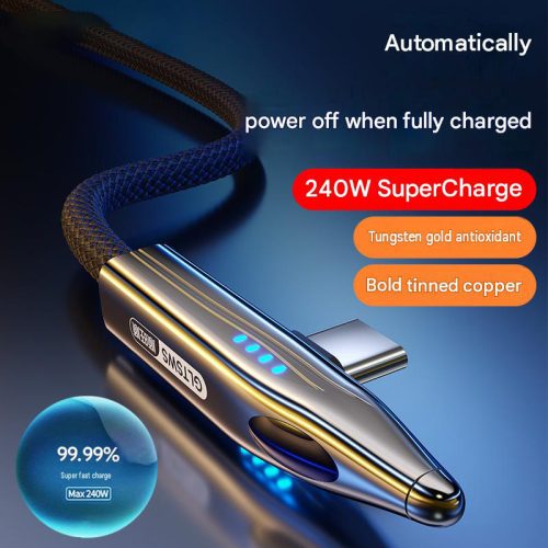 順旺順 240W C to C 超級快充數據線 1.4m|90°彎頭設計 遊戲玩家專用