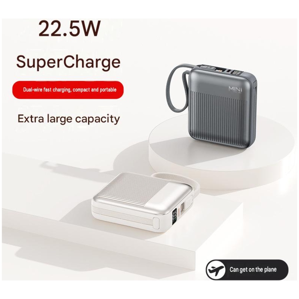 Mini 22.5W 快充行動電源|自帶L/C雙線 10000/20000mAh 適合旅行飛機攜帶