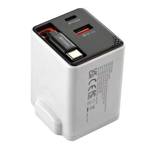 奇佑 65W GaN英規快充充電器|內置PD30W伸縮線+QC3.0雙口輸出
