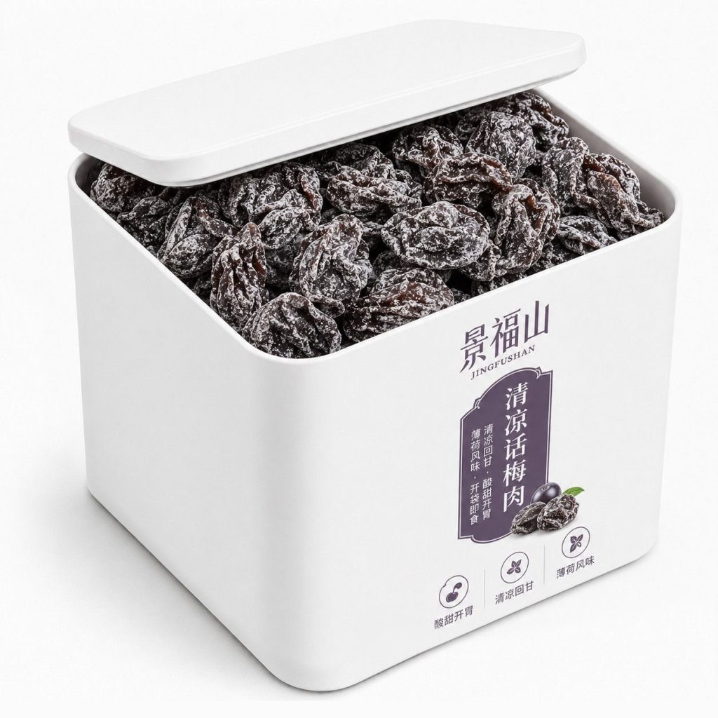 景福山 清涼話梅肉 薄荷風味 150g/罐｜無核酸甜開胃小食