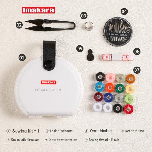 Imakara 提把針線盒 雙層大容量設計|縫補工具齊全 便攜實用