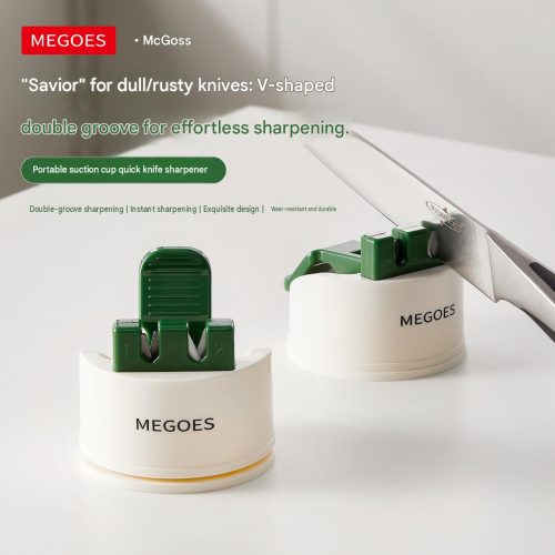 MEGOES 吸盤磨刀器 雙槽精磨設計|單手操作 安全穩固