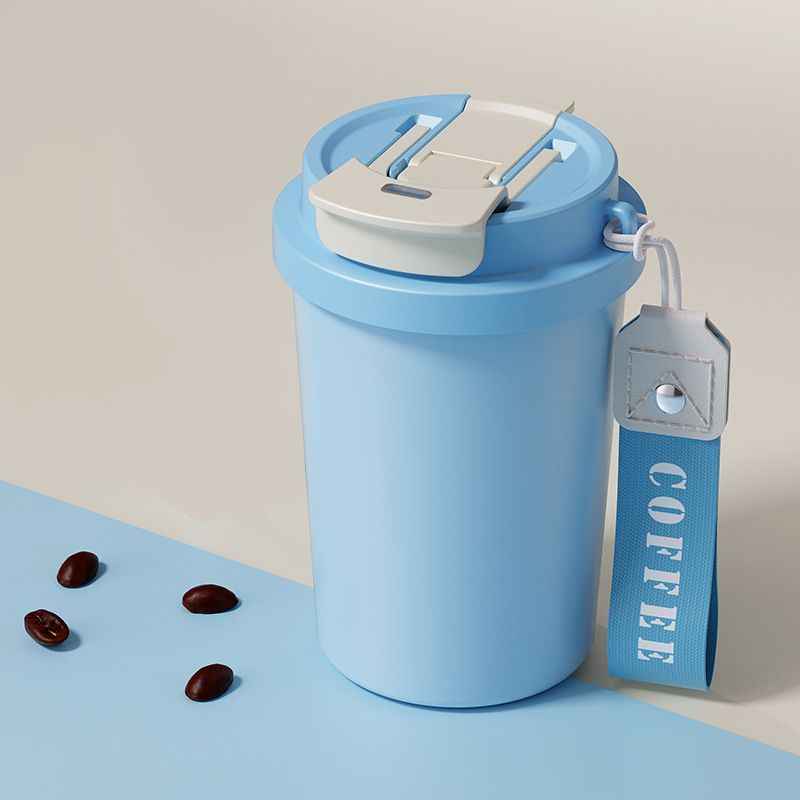 高顏值316不銹鋼保溫咖啡杯 400ml|一杯三飲+便攜提繩 - Image 2